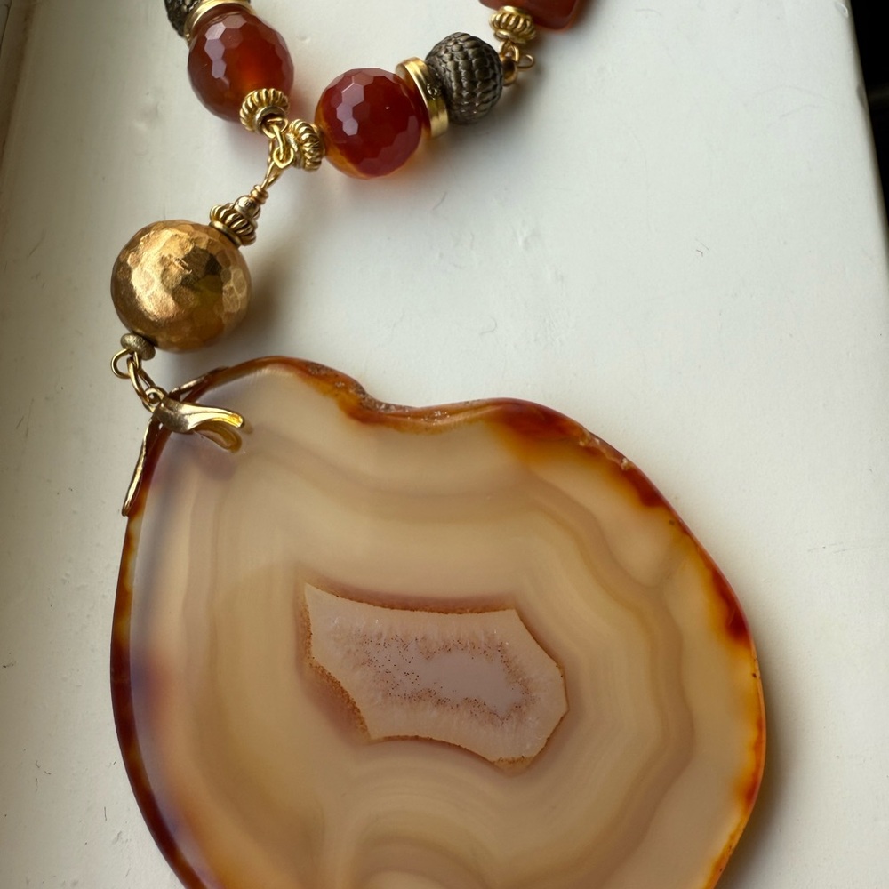 Agate Slice and Grace A Carnelian Statement Necklace